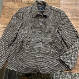 Banana Republic Women’s Brown Herringbone Tweed Wool Blend Jacket Size 12